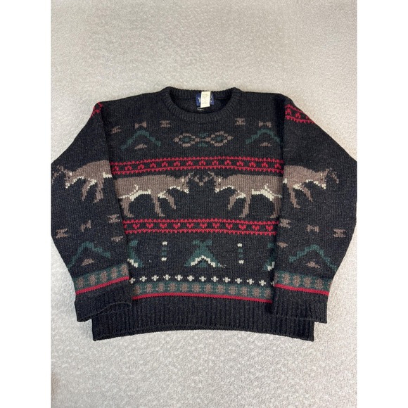 Woolrich Other - Woolrich Sweater Mens Medium Gray 100% Wool Fair Isle Deer Knit Pullover